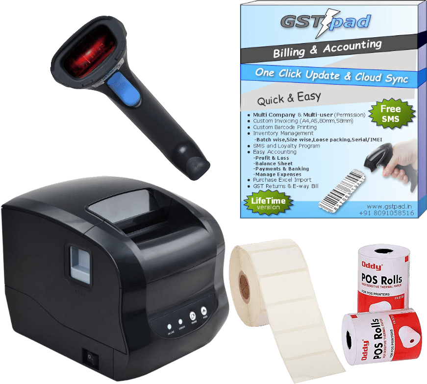 gst billing software with printer and barcode scanner